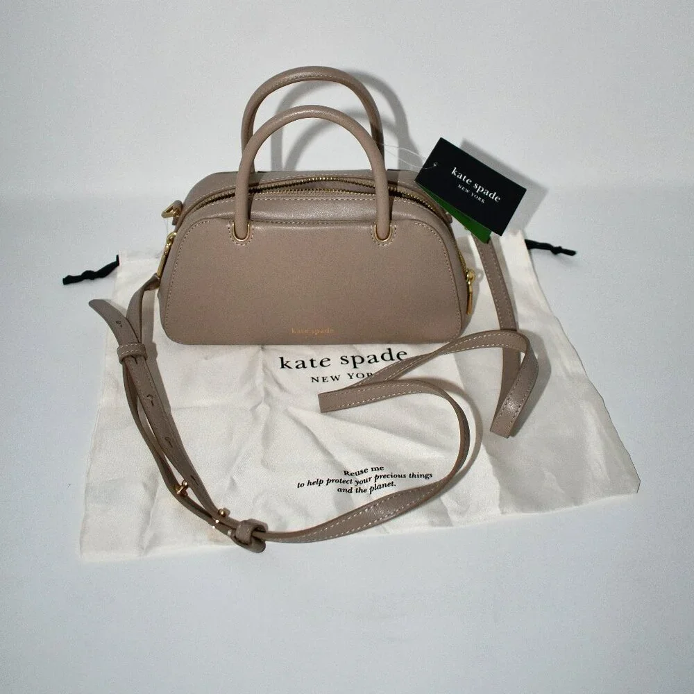 kate spade Grace Leather MINI Bag in Taupe #KL576 NWT Details: Leather Lined Top